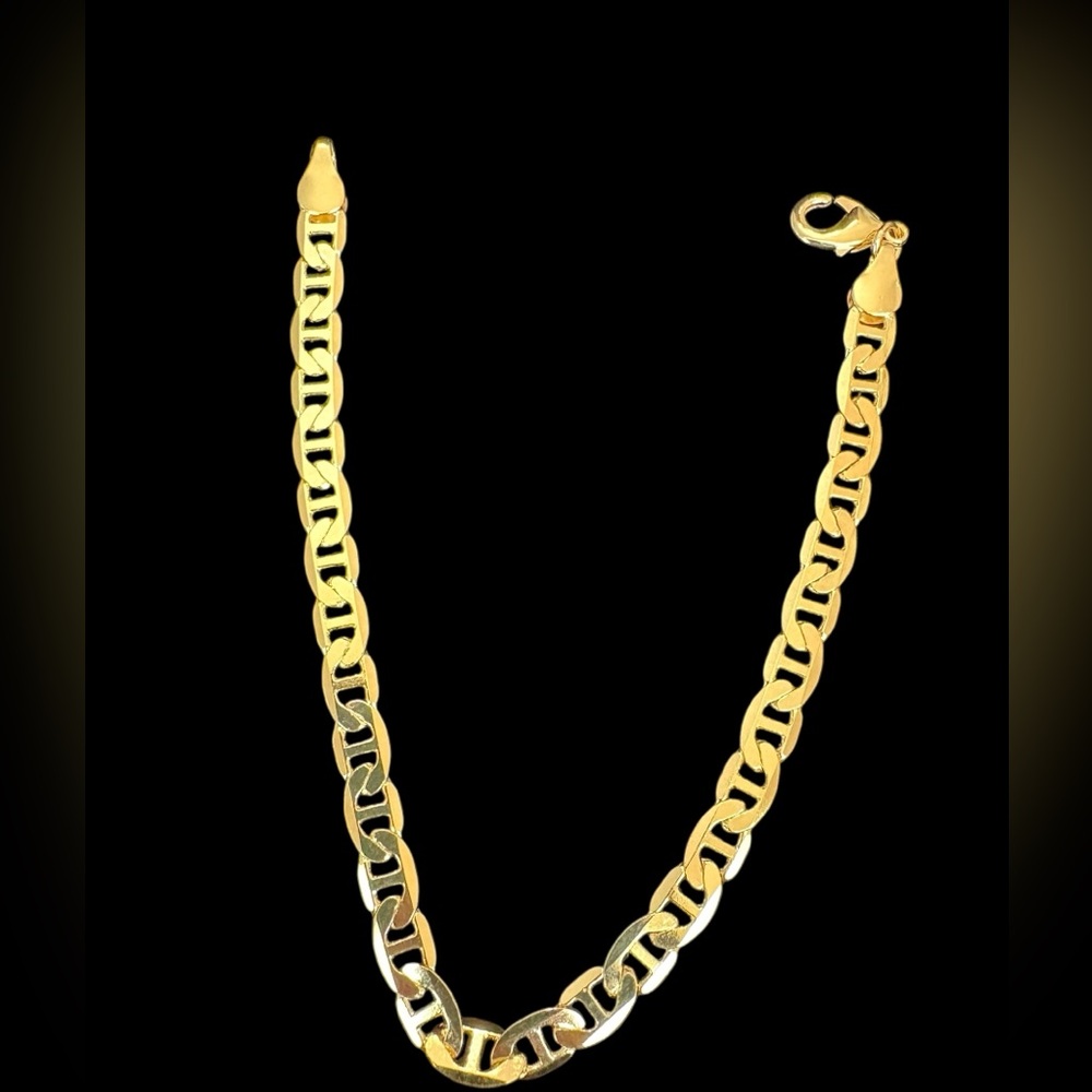 18k  gold-filled small flat mariner chain bracelet‎